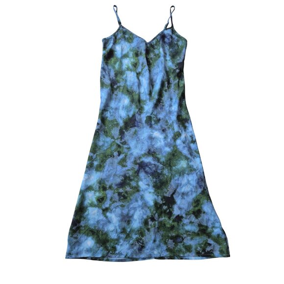 Wild Fable Size S Tie Dye Blue and Green Slip Strap V Neck Tropical Dress - Picture 2 of 7